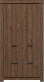 Dulap BRASS, stejar brun, PAL laminat, cu 4 usi, 112x60x210 cm