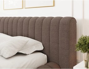 Pat matrimonial maro tapițat cu spațiu de depozitare cu somieră 160x200 cm Carilla – ELTAP