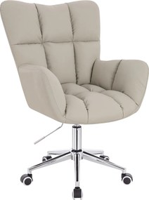 HR650K Scaun Ecru Piele Ecologica Premium Soft cu Bază Cromata