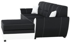 Colţar, piele ecologică albă/material textil negru, model dreapta, MARUTI