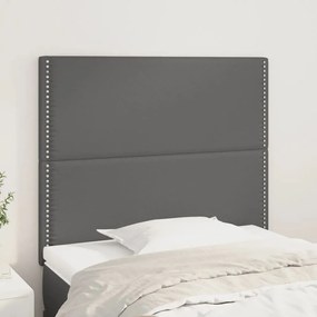 vidaXL Tăblii de pat, 2 buc, gri, 90x5x78/88 cm, piele ecologică