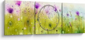 Tablou - Flori de luncă (cu ceas) (90x30 cm)