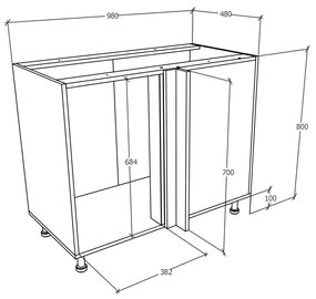 Corp Baza Colt haaus, Stejar Bronz/Alb, 98 x 50 x 80 cm