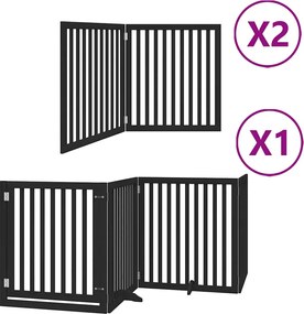 vidaXL Poartă câini pliabilă cu ușă 8 panouri negru 640 cm, lemn plop