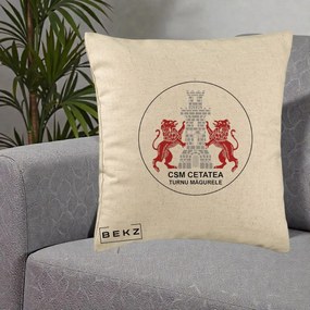 Perna Personalizata CSM Cetatea Turnu Magurele Fotbal, 40x40 cm, Bej, Husa Detasabila, Perna Inclusa, BEKZ®