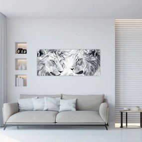 Tablou - Capete de lei desenate (120x50 cm)