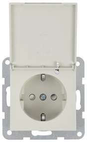 Priza simpla cu impamantare si capac, protectie copii, 16A, IP20, Sandstone, Panasonic Karre Plus 55 Soft Touch