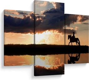 Tablou - Rider pe un cal la apus de soare (90x60 cm)