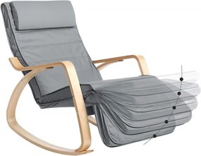 Fotoliu balansoar, lemn de mesteacan / textil, gri inchis, Songmics