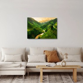 Tablou pe sticlă - Terase de orez Mu Cang Chai (70x50 cm)
