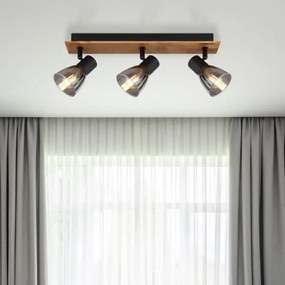 Spot CLAUDE 3xE14/40W/230V negru/lemn Globo 54307-3W