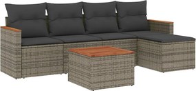 vidaXL Set mobilier grădină cu perne, 6 piese, gri, poliratan