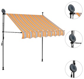 Copertina retractabila manual cu LED, galben  albastru, 150 cm Galben si alb, 150 cm