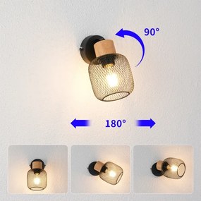 Brilagi - Aplică spot de perete BASKLITE 1xE27/15W/230V lemn de cauciuc/negru