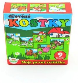 Cuburi Primele mele animale din lemn 9x9x3cm 9buc
