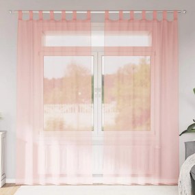 vidaXL Perdele Voile cu buzunare pentru bare 2 buc Roz