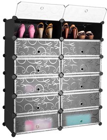 Dulap tip pantofar modular din plastic-negru