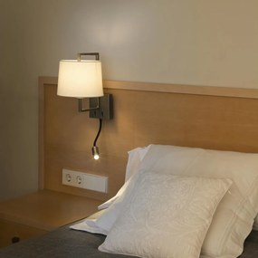 Aplica perete cu reader LED design clasic FRAME nickel/alb