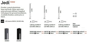 Stalp LED slim pentru iluminat exterior, IP65 Jedi pt h080 antracit