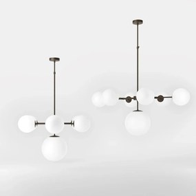 Candelabru din alama cu sfere albe din sticla Musa