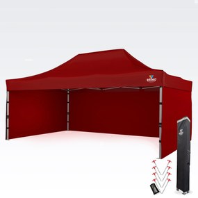 Cort publicitar 4x6 m Premium (Aluminiu) cu 3 pereți – de montare rapidă - cu 3 pereți - Roșu