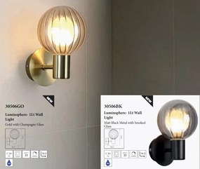 Aplica baie Protectie IP44 metal negru, sticla fumurie Luminsphere