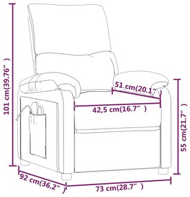 Fotoliu de masaj rabatabil, maro, material textil 1, Maro