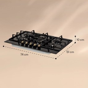 Victoria 5, plită pe gaz, 5 arzătoare, arzătoare Sabaf, suprafață din sticlă ceramică, aspect retro