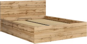 Pat TETRIX 160x200, stejar wotan, PAL, cu somiera si spatiu depozitare