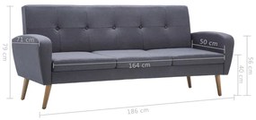 Canapea cu 3 locuri, material textil, gri deschis Gri deschis