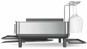 Simplehuman Scurgător de vase cu suport pentrupahare, cadru din oțel inoxidabil, gri