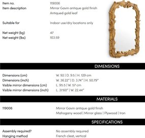 Oglinda Decorativa Design LUX Gavin auriu antic