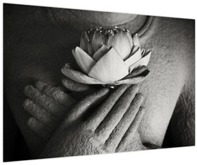 Tablou - Lotus în mâinile lui Buddha (90x60 cm)