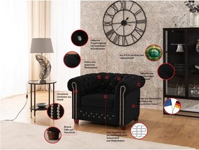 Fotoliu negru chesterfield cu tapițerie din catifea York Blik – Ropez