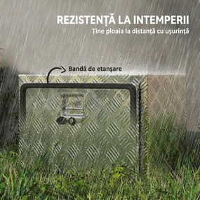 HOMCOM Cutie de Scule din Aluminiu cu Încuietoare și 2 Chei, Box de Depozitare 76L, Rezistentă și Impermeabilă, pentru Pickup Rulote Remorci, 60,9x35,5x40,6cm, Argintiu | Aosom Romania