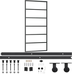 vidaXL Ușă glisantă cu set feronerie, 90x205 cm, sticlă ESG/aluminiu
