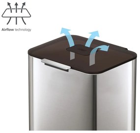 Coș de gunoi argintiu de reciclat din oțel 60 l Totem Max – Joseph Joseph