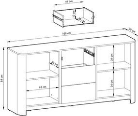 Comodă Sorrenti 168 cm cu sertare - cashmere / auriu