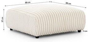 Taburet crem cu tapițerie din catifea reiată Justin – Ropez