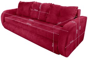 Canapea extensibila Siena, 230x97x78 cm, cu lada de depozitare, Rosu