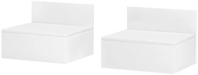 HOMCOM Set de 2 Noptiere Plutitoare Mesillas de Noche pentru Dormitor cu Sertar 43x36,5x30,5 cm Alb | Aosom Romania