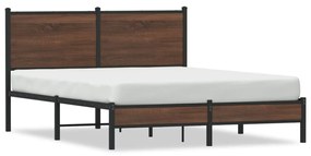 4007924 vidaXL Cadru pat metalic cu tăblie, stejar maro, 150x200 cm