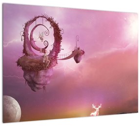 Tablou - Zână pe o insulă plutitoare (70x50 cm)