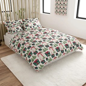 Lenjerie de pat din bumbac CHRISTMAS PRESENT crem Dimensiune lenjerie de pat: 70 x 90 cm | 140 x 220 cm