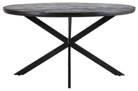 Masa rotunda cu blat din lemn de mango Steven 140x140x76 cm neagra