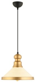 Lustră suspendată pe cablu MONZA, 1x E27, 40W, 230V, Ø 30 cm, crem/auriu