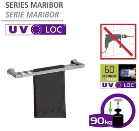 Suport pentru prosoape argintiu lucios autoadeziv din oțel inoxidabil Maribor – Wenko