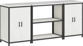 vidaXL Set de depozitare pentru bucătărie cu raft cu ușă 3 pcs Alb