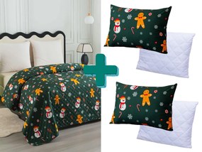 Set cadou pentru dormitor SNOWMAN AND GINGERBREAD, verde