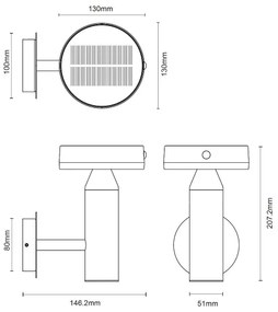 Lampă LED solară de perete Zuma Line WT33611 CARLI LED/4,5W/2000mAh IP44 negru